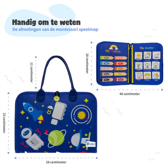 MontiPlay® Montessori Toys - Jouets sensoriels - Tableau d'activités - Tableau d'occupation - Livre d'activités Montessori pour la maison - Educatif - Jouets sensoriels - Bleu