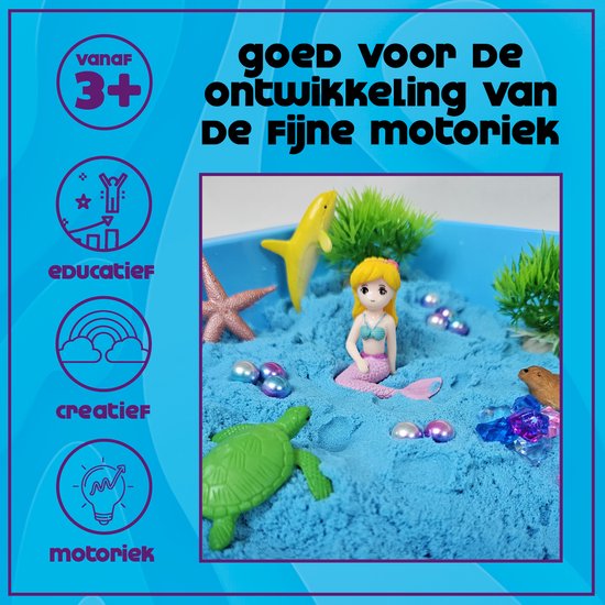 KidzKraze® Ocean Wonders Play Sand - 1,6 kg de sable collant brun et bleu pour l'intérieur - Comprend un coffret de jeu et de rangement - Jouets sensoriels - Jeu de sable pour enfants - The Big Toy Book 2025