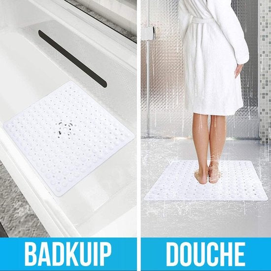 Strex Tapis de bain / Tapis antidérapant Douche - 53x53CM - Avec ventouses - Tapis de douche antidérapant pour la douche - Tapis de salle de bain