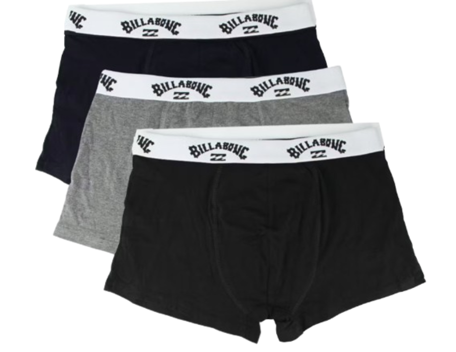 Billabong 3x Boxer pour homme - taille XXL - noir, bleu et blanc - 95% coton, 5% élasthanne