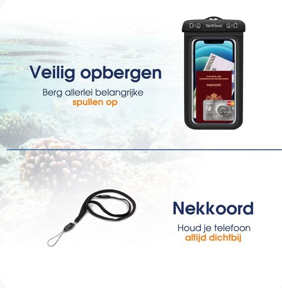 TenTravel Waterproof Phone Case - 1 Piece - Underwater Phone Case - Floating Phone Pouch - Convient à tous les Smartphones - Avec Neck Strap