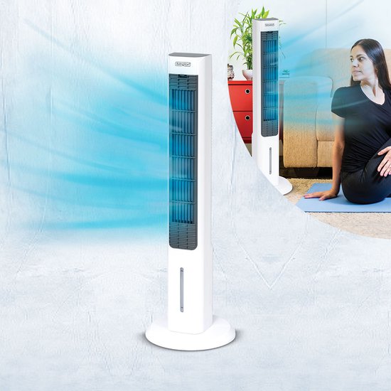 Livington ChillTower - Refroidisseur d'air à eau - climatiseur portable à 3 niveaux - puissant refroidisseur d'air « maxi-tower » avec un réservoir offrant 12 heures de refroidissement