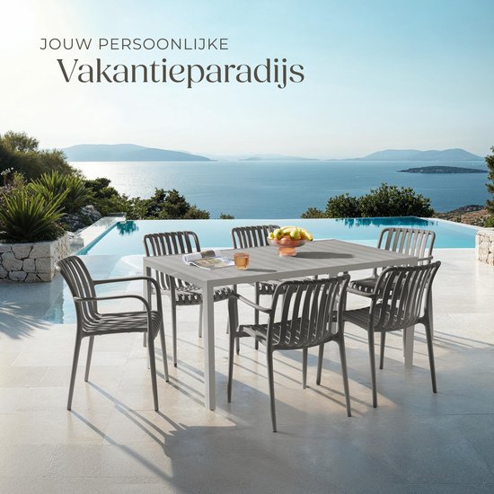 tectake® Lot de 2 chaises de jardin Alcudia - Anthracite - Chaises en plastique avec accoudoir - Set de jardin pour la table de jardin ou le camping empilable - Chaises pour le jardin, la terrasse ou le balcon - Résistantes aux intempéries et aux UV - Cap