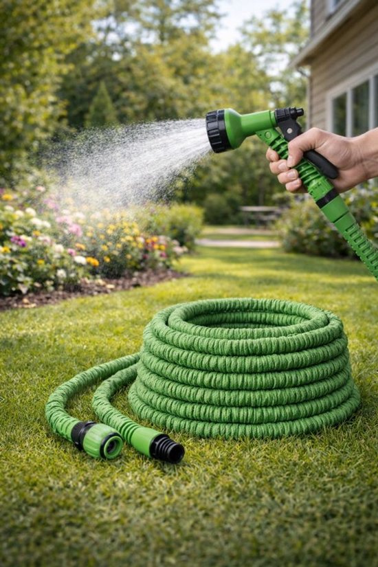 Tuyau d'arrosage flexible Ceruzo 22,5 m – Gamme économique – Buse à 7 positions