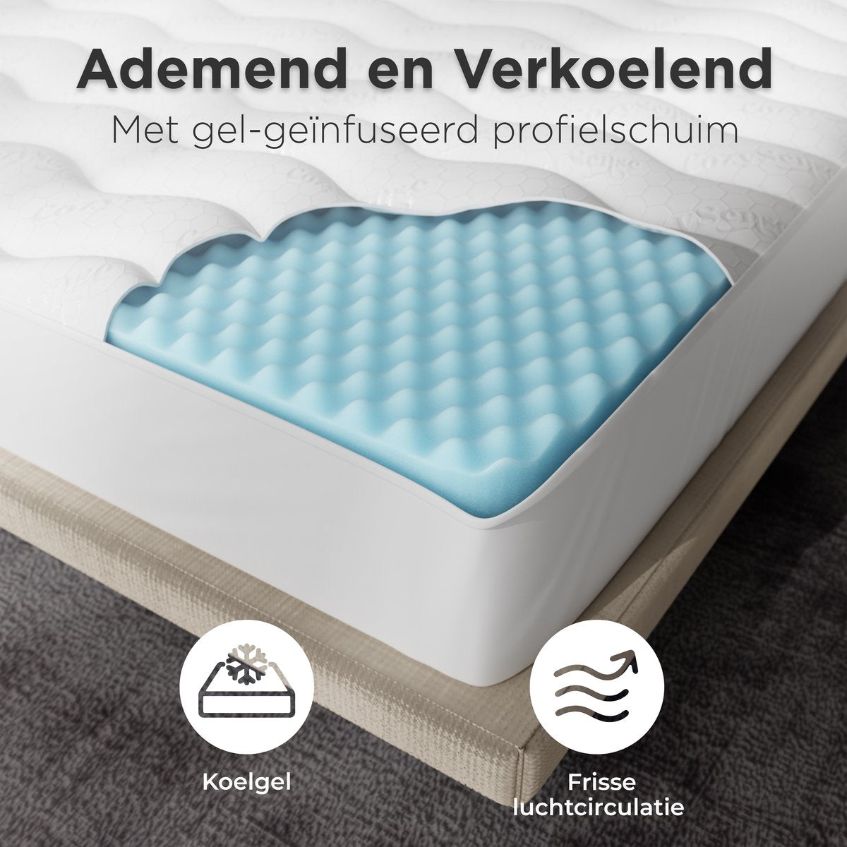 Cozysense Topper 120 x 200 - Surmatelas en mousse à mémoire de forme avec structure alvéolaire imprégnée de gel - 3 cm - Blanc