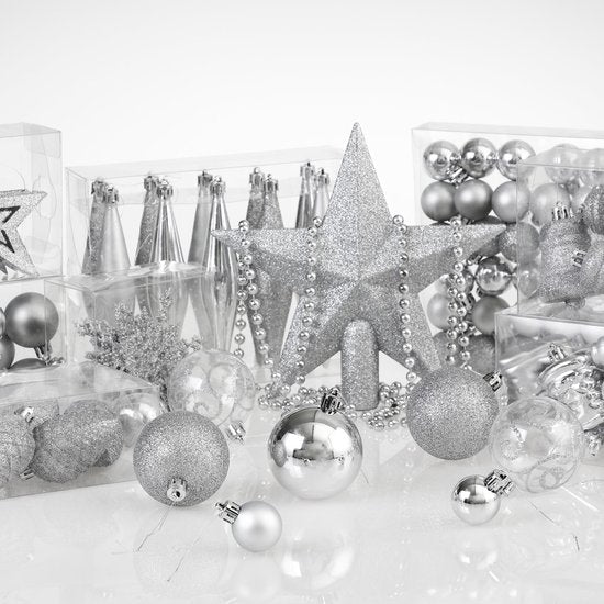 Boules de Noël - 102 pièces - Argent