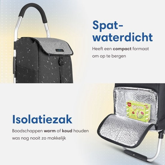 Chariot de courses - Safe Life - Caddie à roulettes Pliable - Compartiment Isotherme