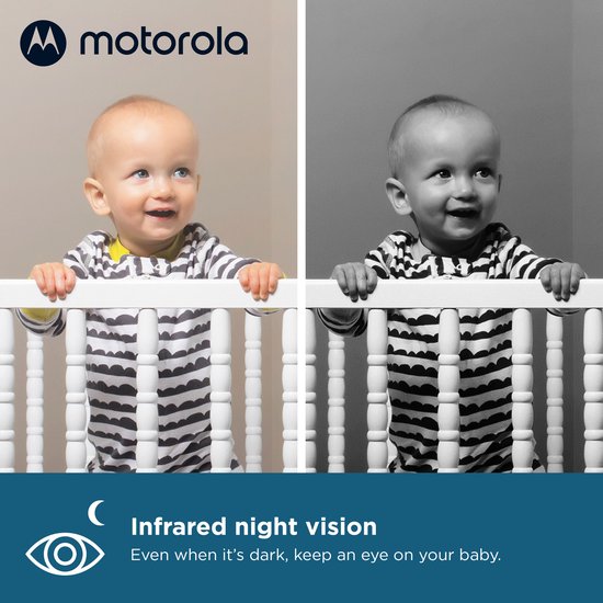 Babyphone Motorola Nursery avec caméra - Baby Monitor VM482 - Caméra pour bébé avec écran couleur de 2,4 pouces, communication bidirectionnelle, capteur de température et vision nocturne infrarouge - Portée de 300 m