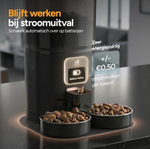Distributeur automatique de nourriture Viervoeter Feed Dual - Noir - 28 x 22 x 36 cm - 7 L, double bac, application et Wi-Fi