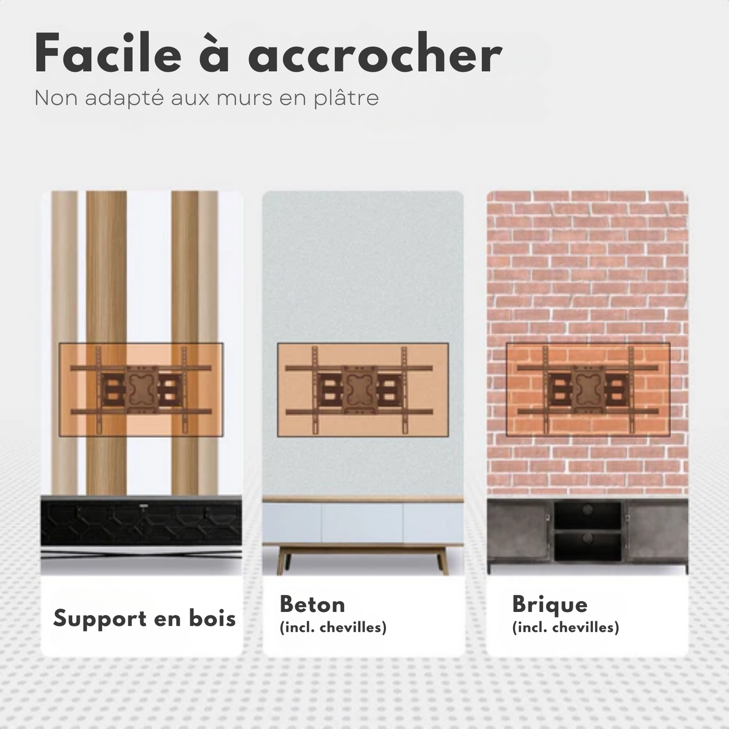 Support TV - Auronic - Support mural pour TV - pivotant et inclinable - 13 à 42 pouces - 20kg max - Noir