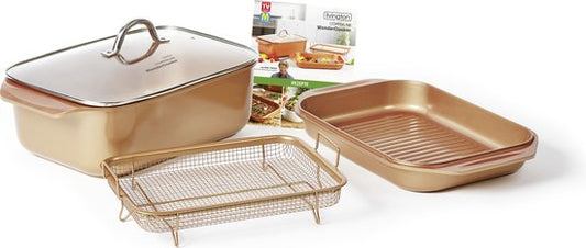 Livington Copperline WonderCooker - Set de cuisine 14 en 1 - cocotte, poêle à griller, mijoteuse et plus encore - Set de cuisine compatible avec tous les types de cuisinières, y compris à induction