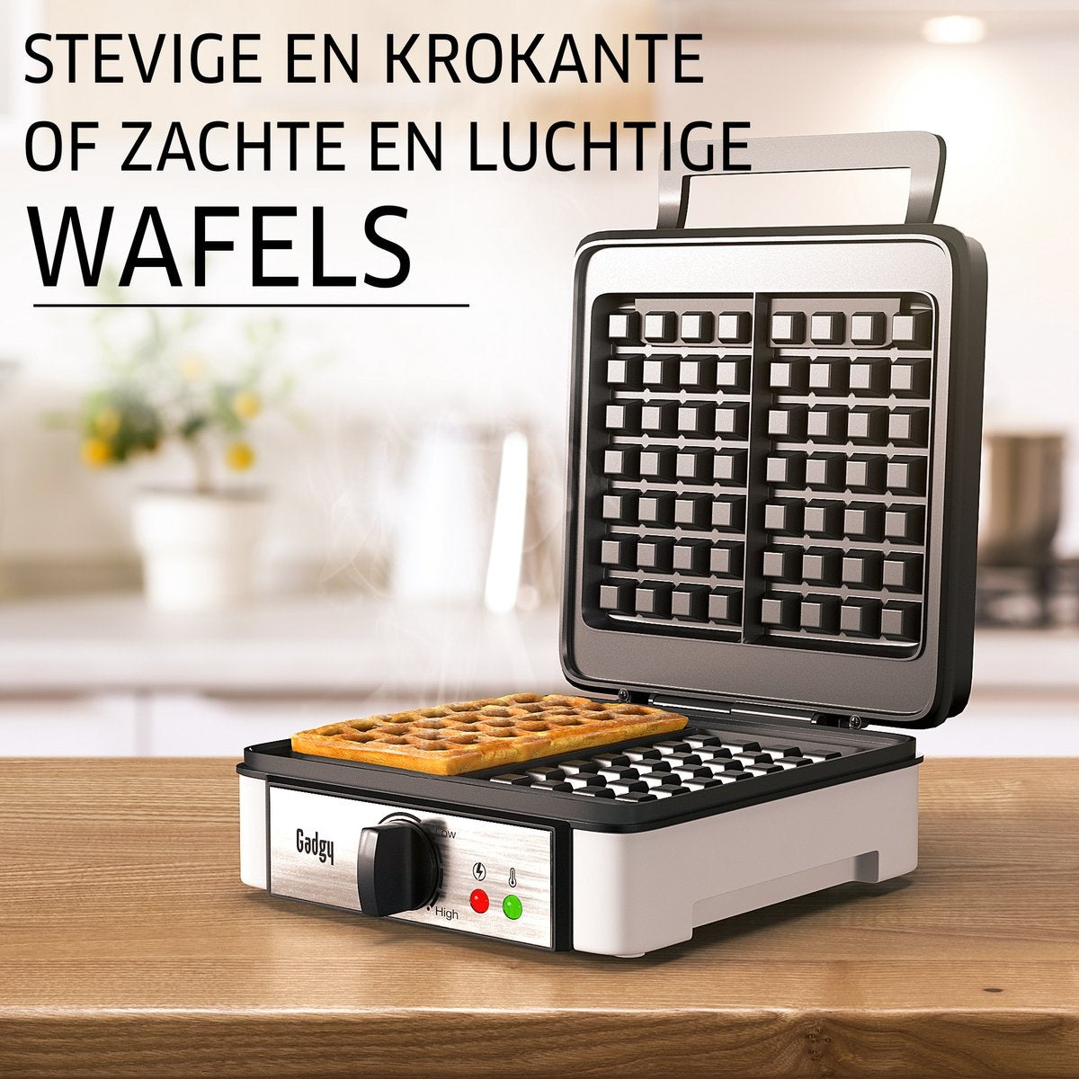 Gaufrier pour 2 gaufres de Bruxelles - Revêtement antiadhésif - Température réglable - Voyant lumineux - 1400W