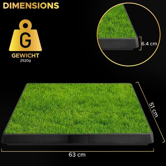 Toivo Dog Toilet Artificial Grass - Black - Odour Repellent - 62 x 49 x 6.6 CM - Dog Toilet Outdoor - Sleep Training Dog - Puppy Pads - Animal Toilet