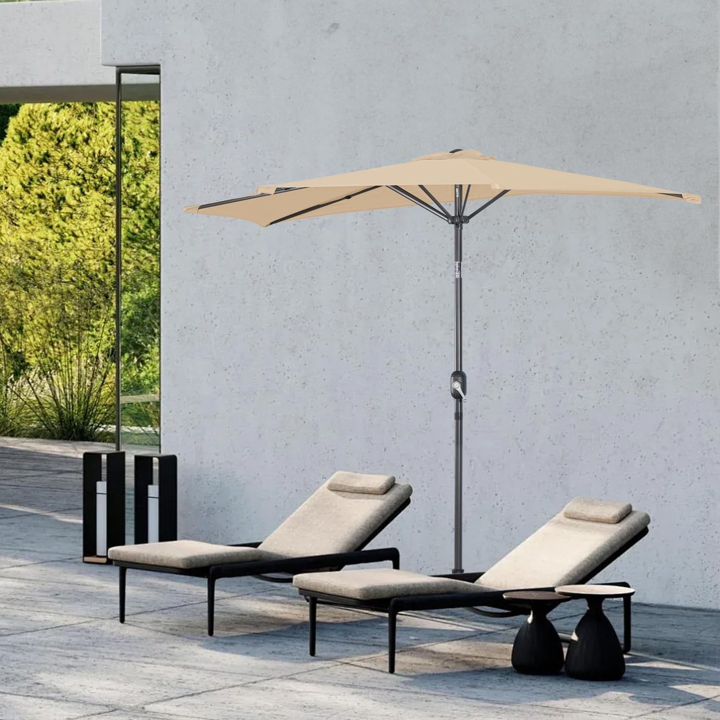 Angel Living Parasol de balcon - Semi-circulaire - 245 x 122 cm - Beige