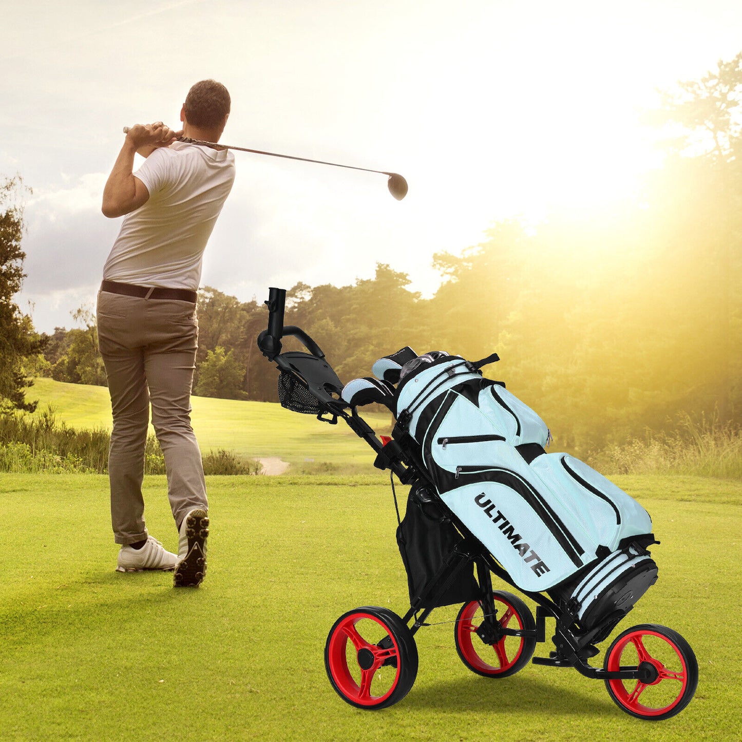 Coast 3-Wheel Golf Kart Kart à lumière réglable 129.5 x 75 x 101.5-119.5 cm rouge + noir