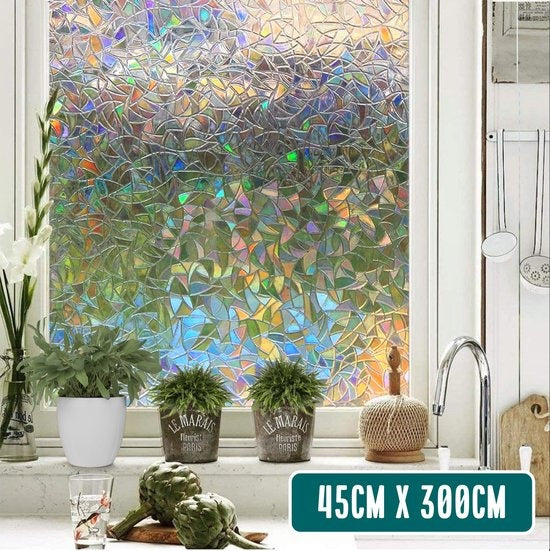 Homewell Film pour fenêtre HR++ 45x300cm - Solaire et isolant - Statique - Éclats arc-en-ciel
