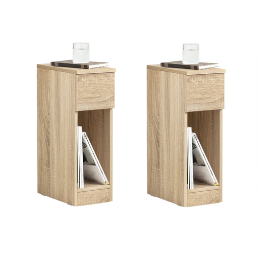 SoBuy Table de nuit avec tiroir - Lot de 2 - Table d'appoint - Marron clair - 20x60x35cm - FBT111-Nx2