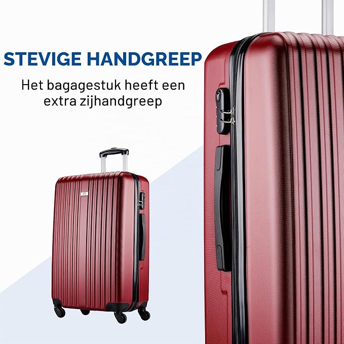 Ensemble de valises Slazenger 2 pièces - Rouge - Coque rigide en ABS - 71 et 26 litres - Serrure à combinaison - Roulettes pivotantes à 360°