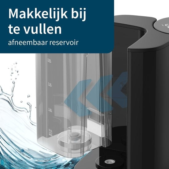 KitchenApp Distributeur d'eau chaude avec filtre - Bouilloire instantanée de luxe avec contrôle de la température - Robinet d'eau chaude 2.7L - Noir