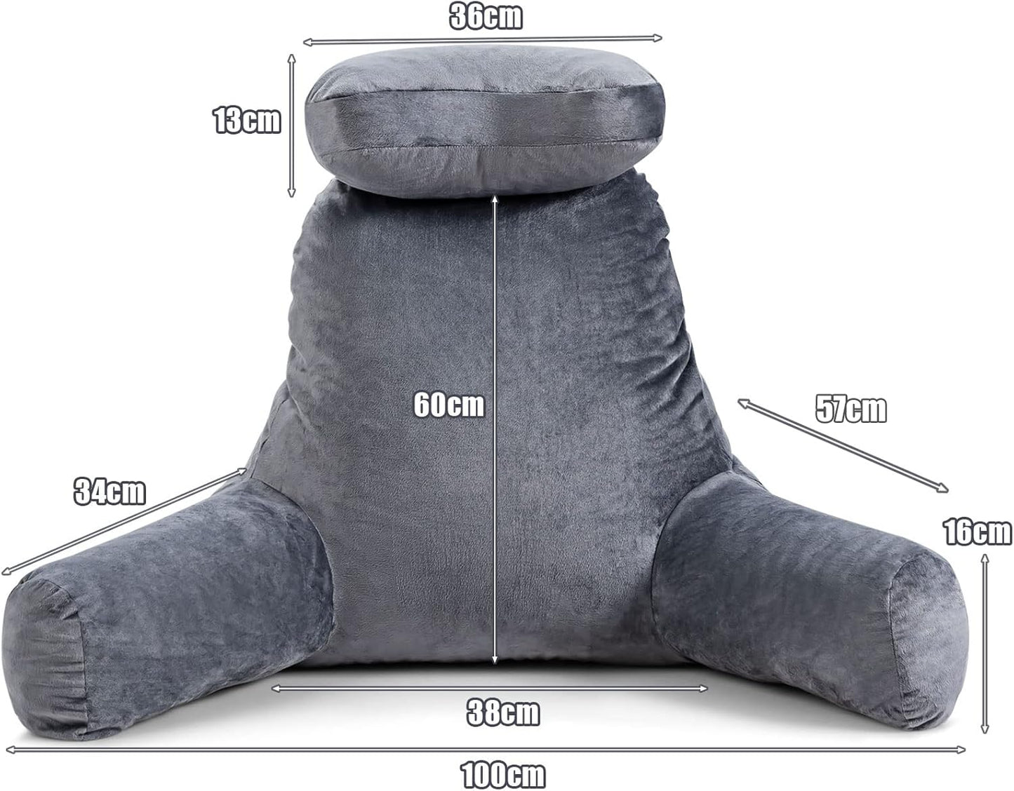 Coast Reading Cushion with Neck Roll - Coussin de relaxation - Avec bras de soutien - Gris