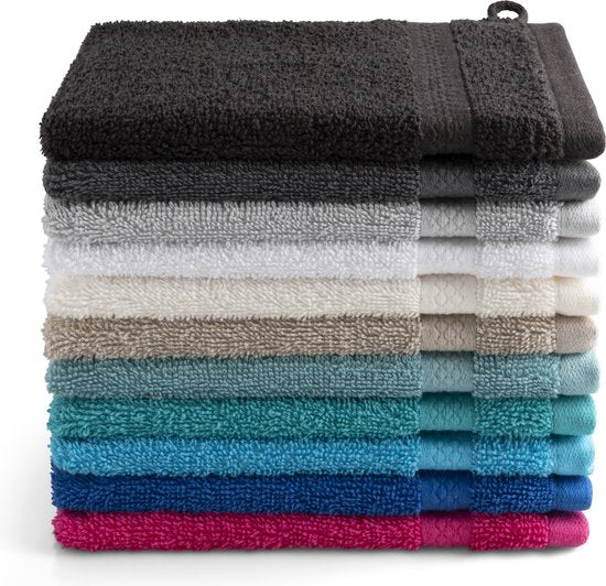 Gants de toilette DoubleDry Hotel 16 x 21 cm - Lot de 6 - 100% coton 500 g/m2 - Doux et absorbant - Blanc