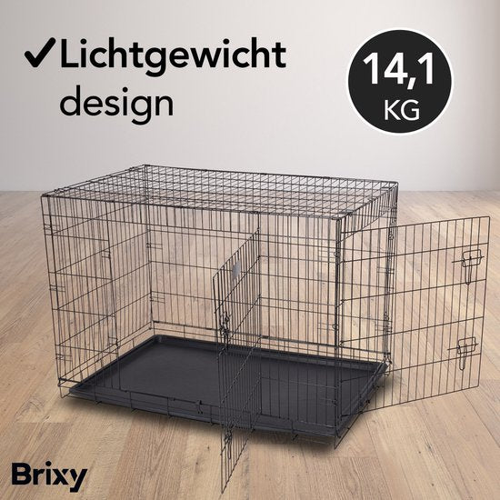 Brixy Dog Bench - Banc pour chiens - Taille XL - Pliable - 107 x 72 x 77 CM - 2 portes - Noir