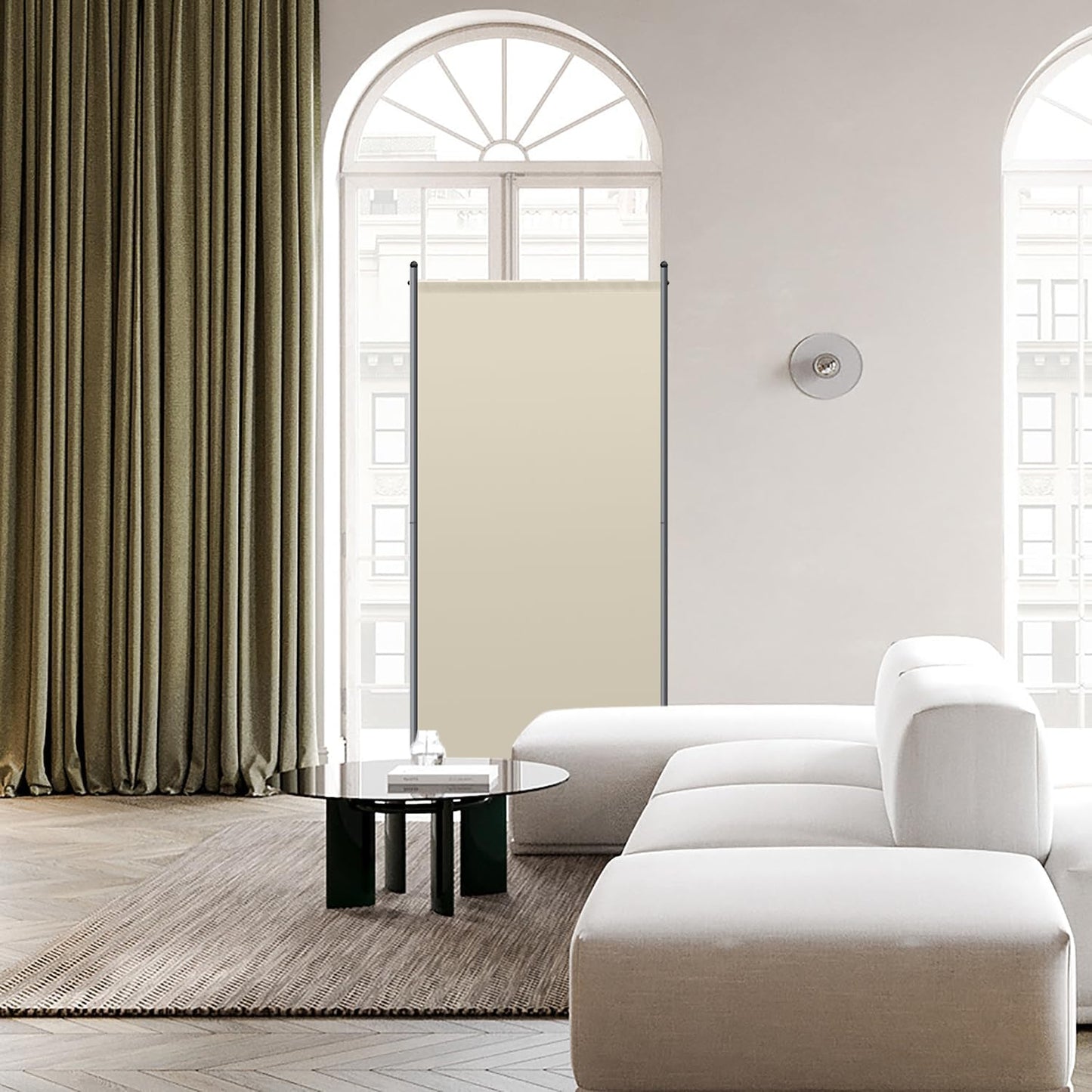 Angel Living Paravent - 1 pièce - 80x180 cm - Pliable - Acier & 160 g/m² Polyester - Séparation de pièce & Protection de la vie privée - Beige