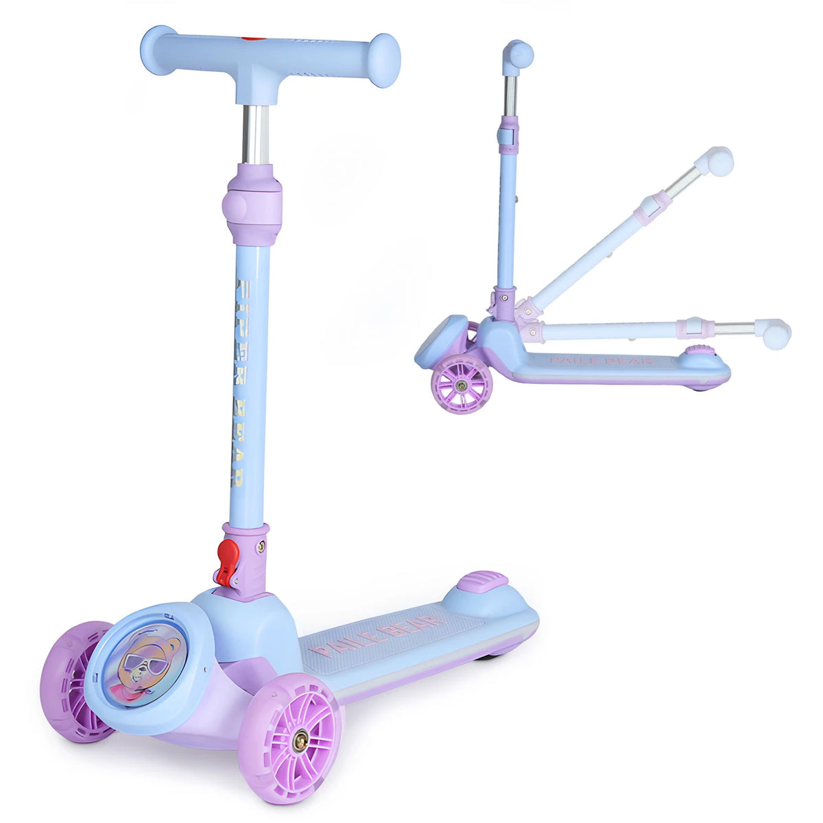 Trottinette pour enfants Neuleb KS001 - 3 roues avec éclairage LED - Guidon réglable - Repose-pieds large et antidérapant - Pour les enfants de 3 à 10 ans