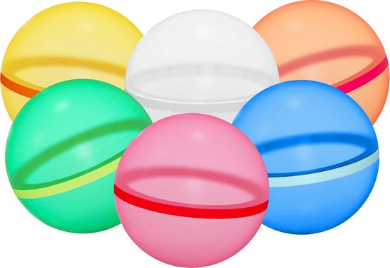 TTD® Ballons d'eau réutilisables à fermeture automatique - 6 pièces - 16 aimants - Silicone souple - Respectueux de l'environnement - Pour enfants et adultes