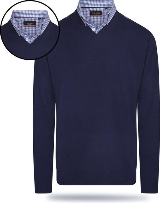Pierre Cardin - Chandails pour hommes Pullover à col roulé - Bleu - Taille M