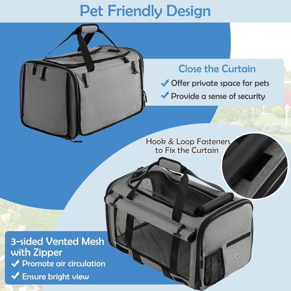 Boîte de transport Coast - chat - chien - portable - avec roues - pliable - poignée télescopique - animaux de petite et moyenne taille - gris