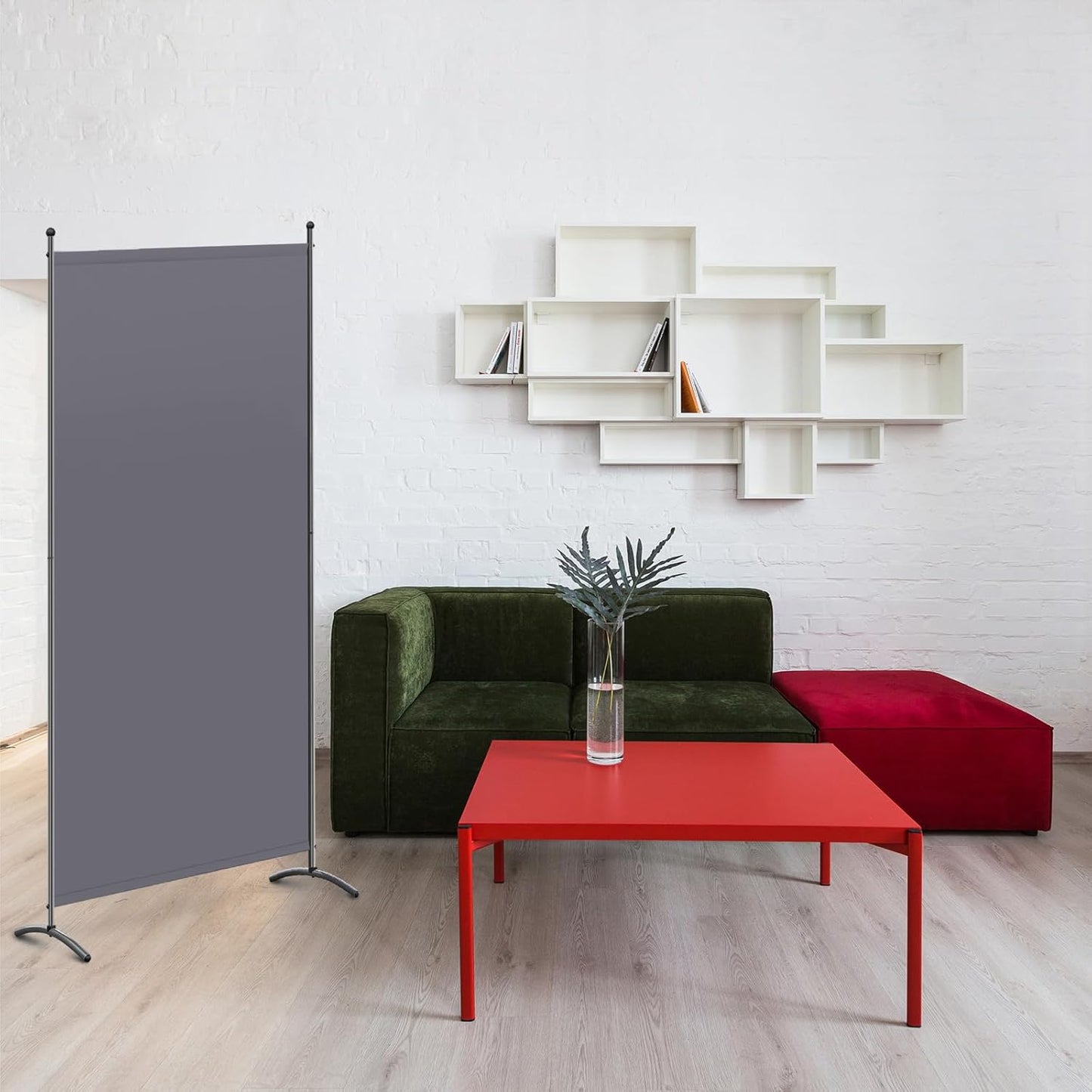 Angel Living Paravent - 1-pièce Room Screen & Room Divider - Brise-vue pour le bureau, le balcon, la chambre à coucher et le jardin - Gris - 80 x 180 cm