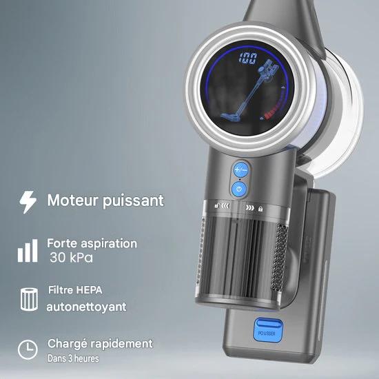 Auronic balai aspirateur - Sans fil - Aspirateur autoportant - Sans sac - 350W - Batterie supplémentaire - Aspirateur - Gris/Bleu