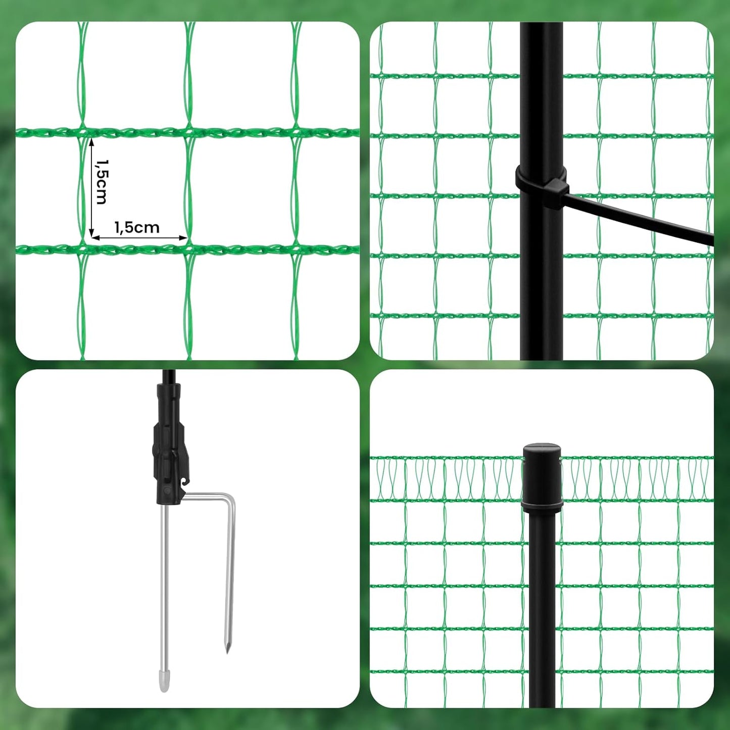 Clôture de jardin mobile Woltu 20 x 3 m vert - Clôture de jardin à mailles fines pour la volaille, les chiens et la protection du jardin