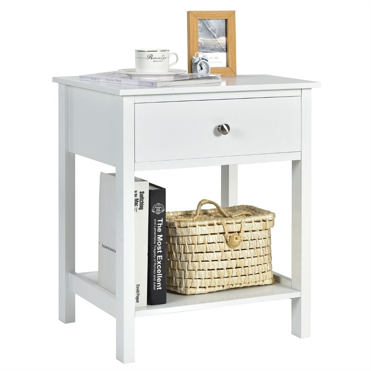 Table de chevet Coast 2-stage night sideboard table de chevet moderne avec tiroir blanc