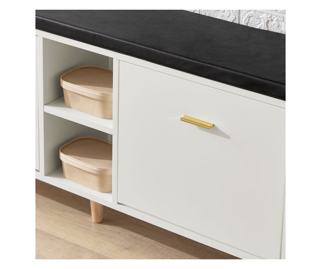 Banc à chaussures SoBuy blanc - 110 x 26 x 52 cm - Avec coussin d'assise et espace de rangement