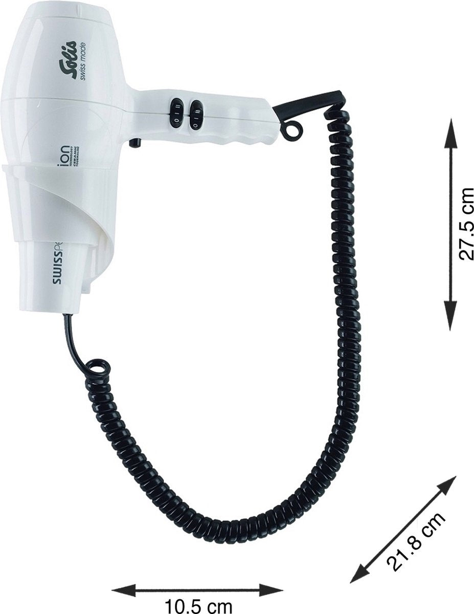 Solis Swiss Perfection Wall Mounted 443 - Hotel Hairdryer - White