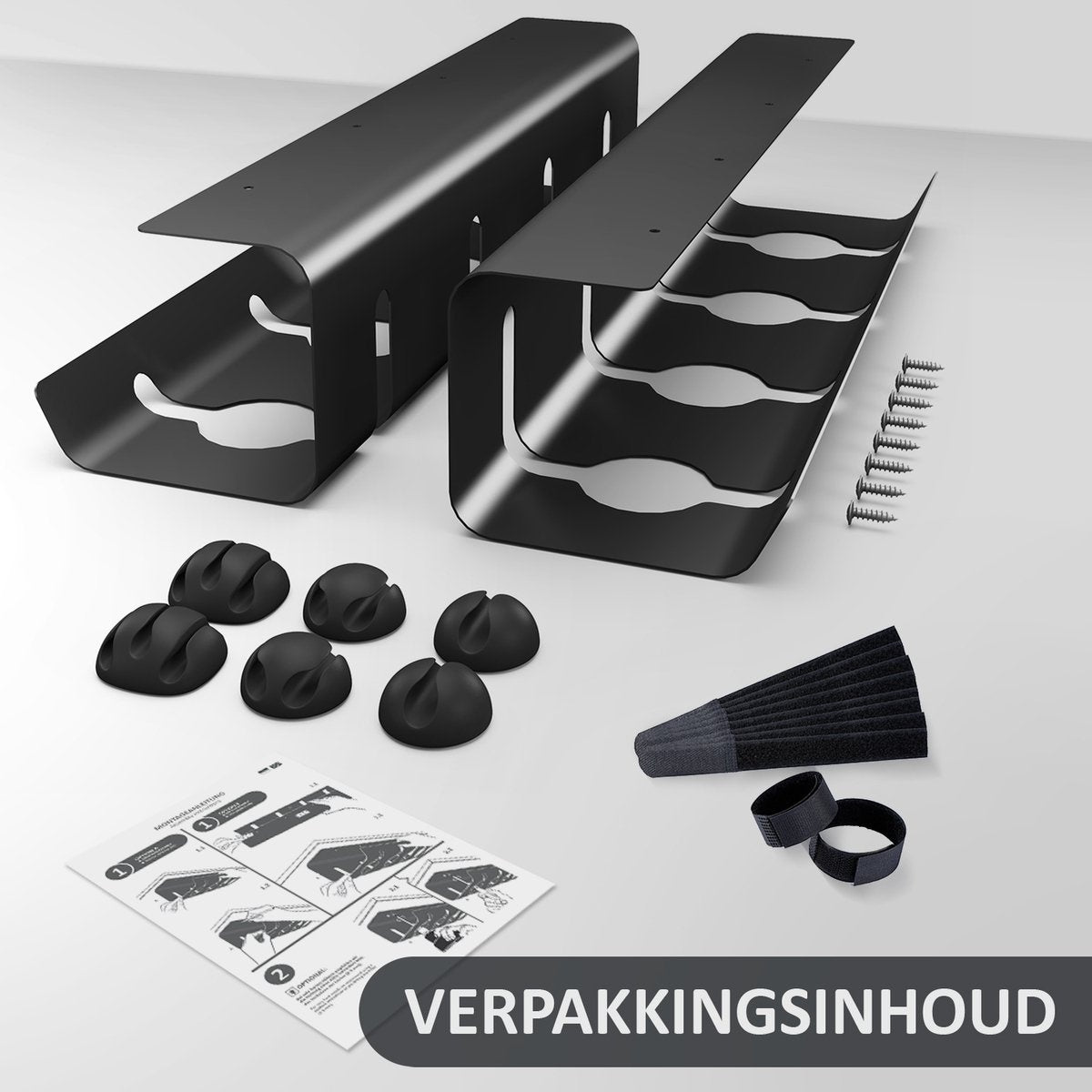 Lot de 2 - Organisateur de câbles Stilemo -Support pour cables - 43cm - 5 KG de capacité de charge - Noir