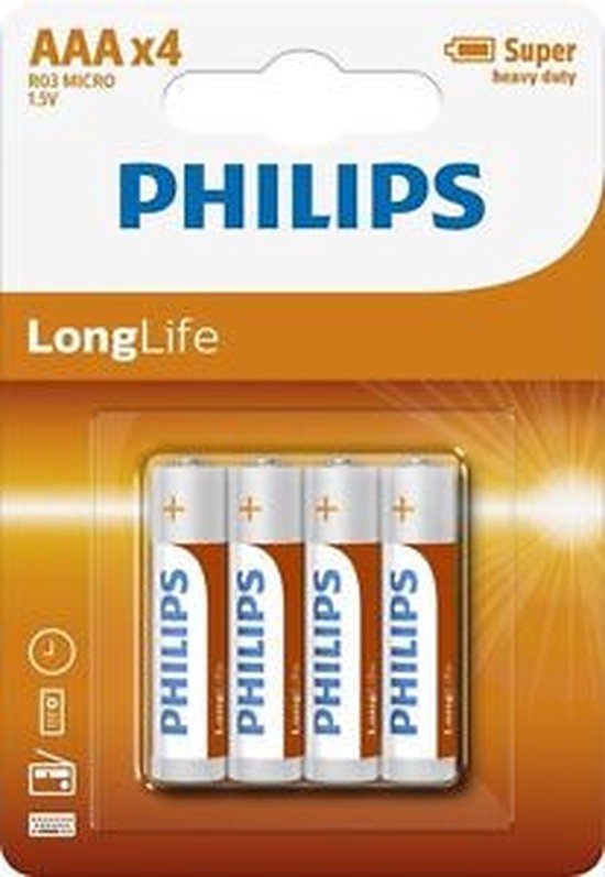 Philips LongLife Battery AAA 4-pack