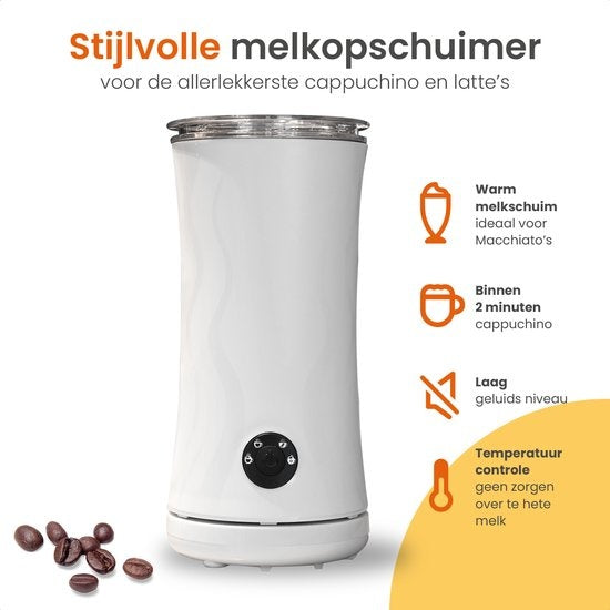 Goliving Mousseur à lait électrique 4 en 1 pour faire mousser et chauffer Revêtement antiadhésif 240 ml Blanc