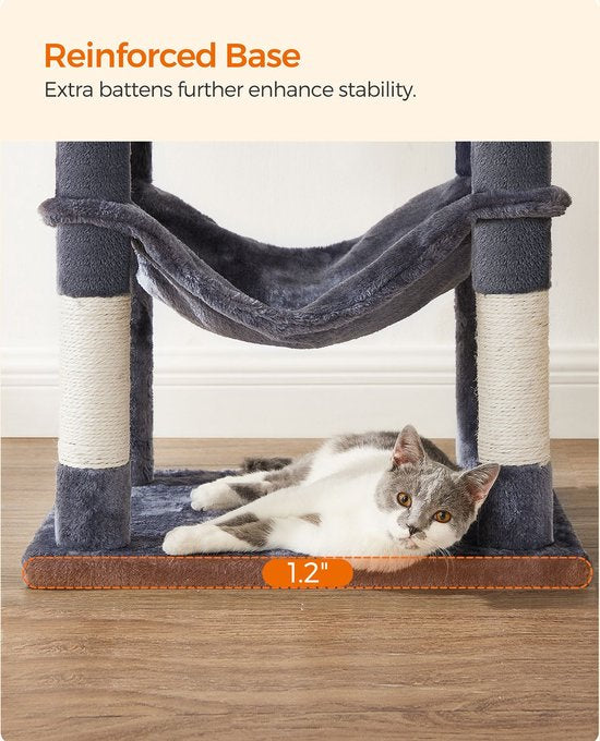 Arbre à chat - Arbre à chat avec hamac - Arbre à chat 143 cm - gris fumé