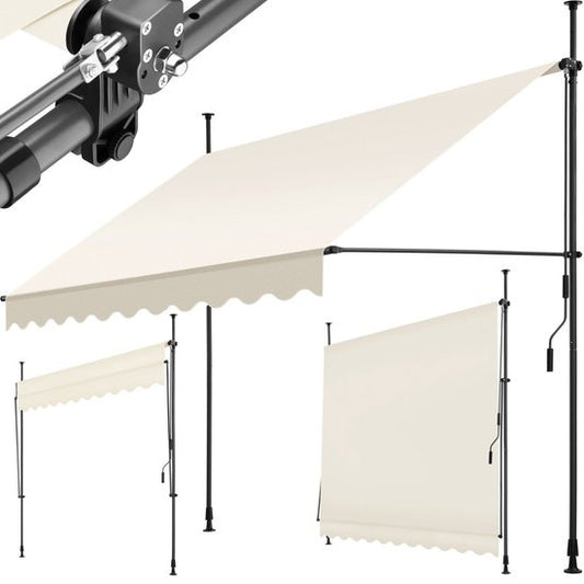 tectake - store à pinces - parasol - réglable - store à pinces - parasol balcon - 250 x 180 cm - beige - store - 404960