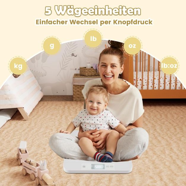 Coast Baby Scale Digital White - Pèse-bébé avec plateau de mesure amovible et affichage LED - 61 x 33 x 8 cm
