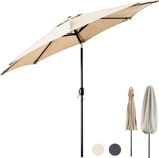 Parasol à mât Tristar - 300 cm, rond - Jardin et balcon - Inclinable - Housse de protection incluse - PA-7904 - Beige