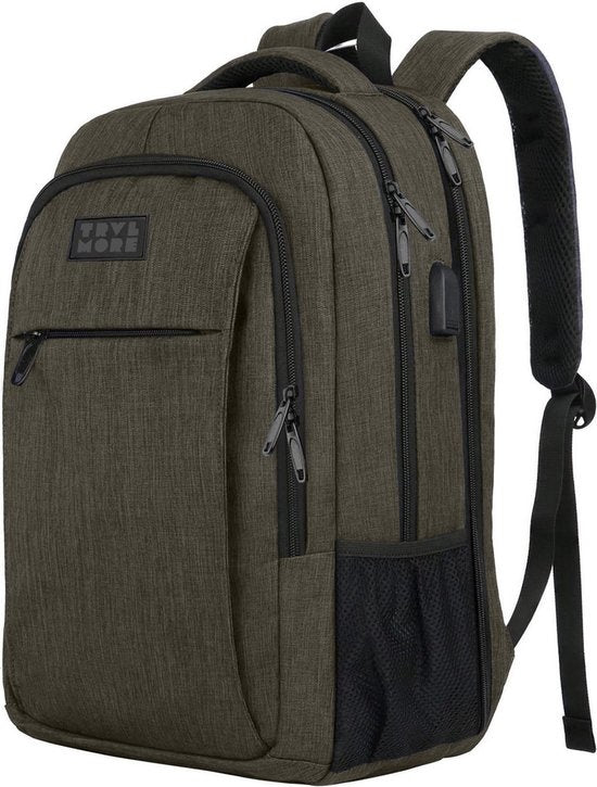 TRVLMORE Sac à dos - 36L - 17.3 inch - Sac à dos pour ordinateur portable - Sac d'école - Unisexe - Vert résistant aux éclaboussures