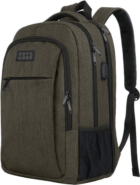 TRVLMORE Sac à dos - 36L - 17.3 inch - Sac à dos pour ordinateur portable - Sac d'école - Unisexe - Vert résistant aux éclaboussures