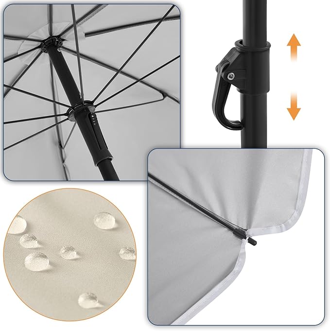 WOLTU GSS0007be01 Parasol de balcon 135 cm - UPF 50+ - Réglable en hauteur et inclinable à 35 degrés - Beige