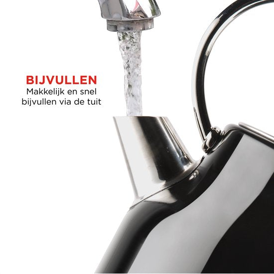 Bourgini Nostalgic Kettle Deluxe - Noir - Design rétro - 1.7L