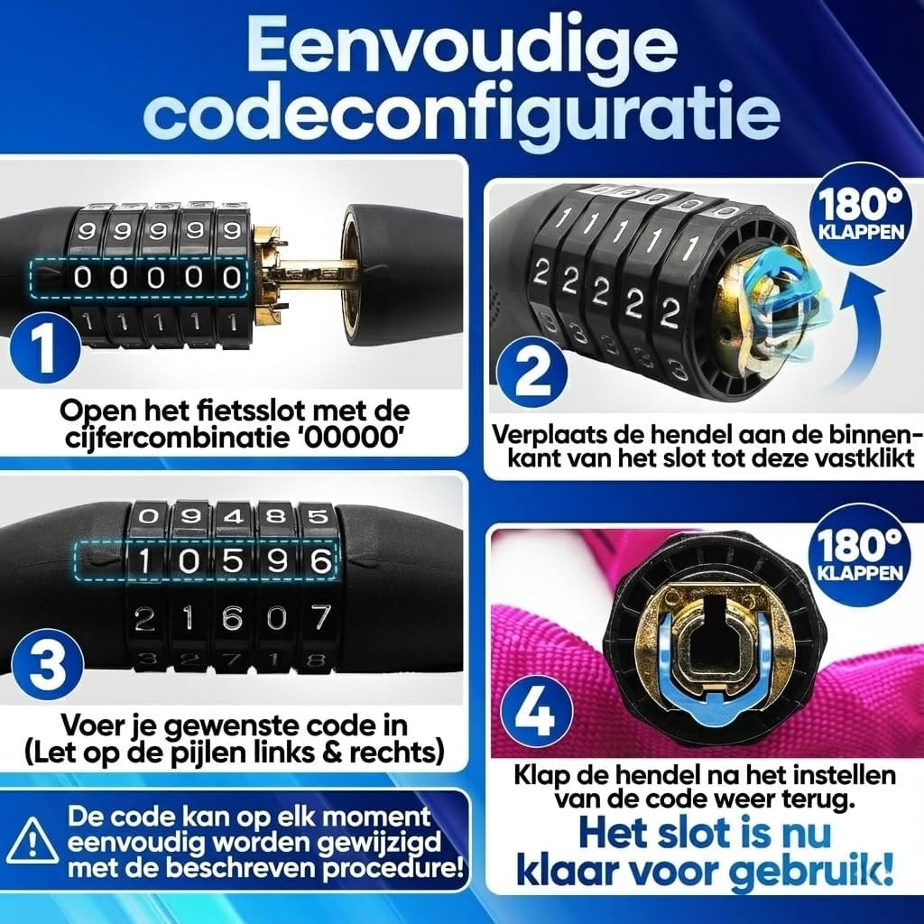 NEXTCOVER® Cadenas pour bicyclette LockOne avec code de combinaison I - [SAFESECURE] cadenas à combinaison cadenas pour bicyclette très sûr cadenas à combinaison I cadenas à chaîne robuste et durable bicyclette I Cadenas pour bicyclette