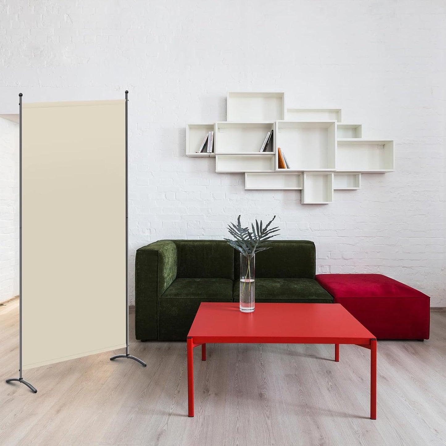 Angel Living Paravent - 1 pièce - 80x180 cm - Pliable - Acier & 160 g/m² Polyester - Séparation de pièce & Protection de la vie privée - Beige